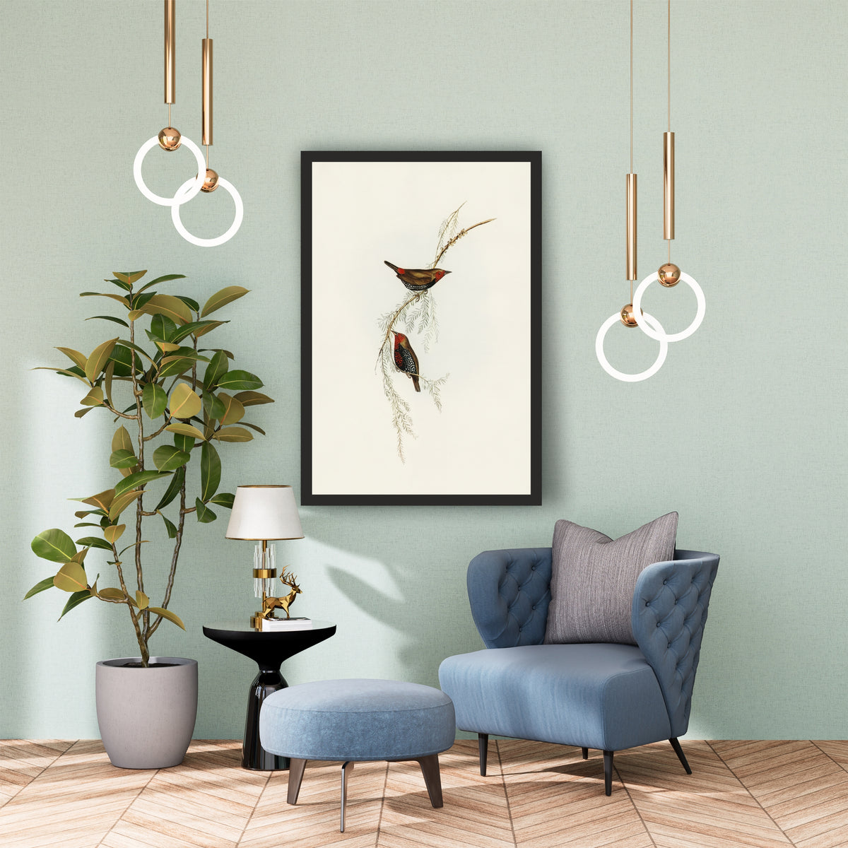 Vintage Botanical Bird Wall Art | Antique Bird Illustration & Nature Print