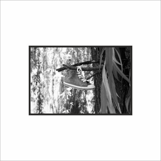 “Lost in Leaves – Monochrome Sneaker Art Frame” 🌿👟🖤