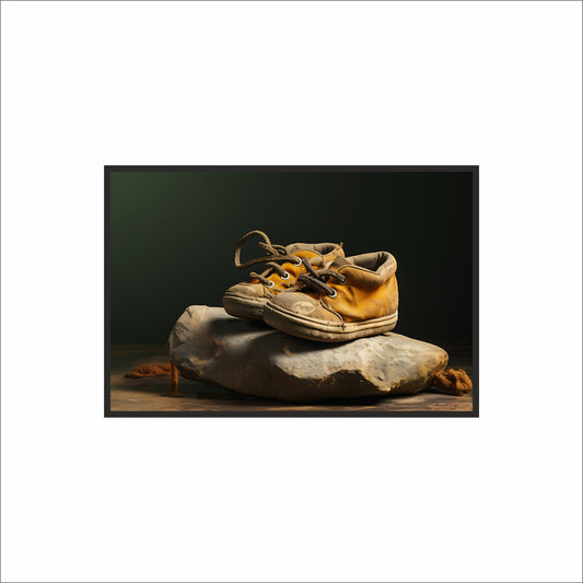 “Golden Memories – Vintage Baby Shoe Art Frame” 🧡👟📸