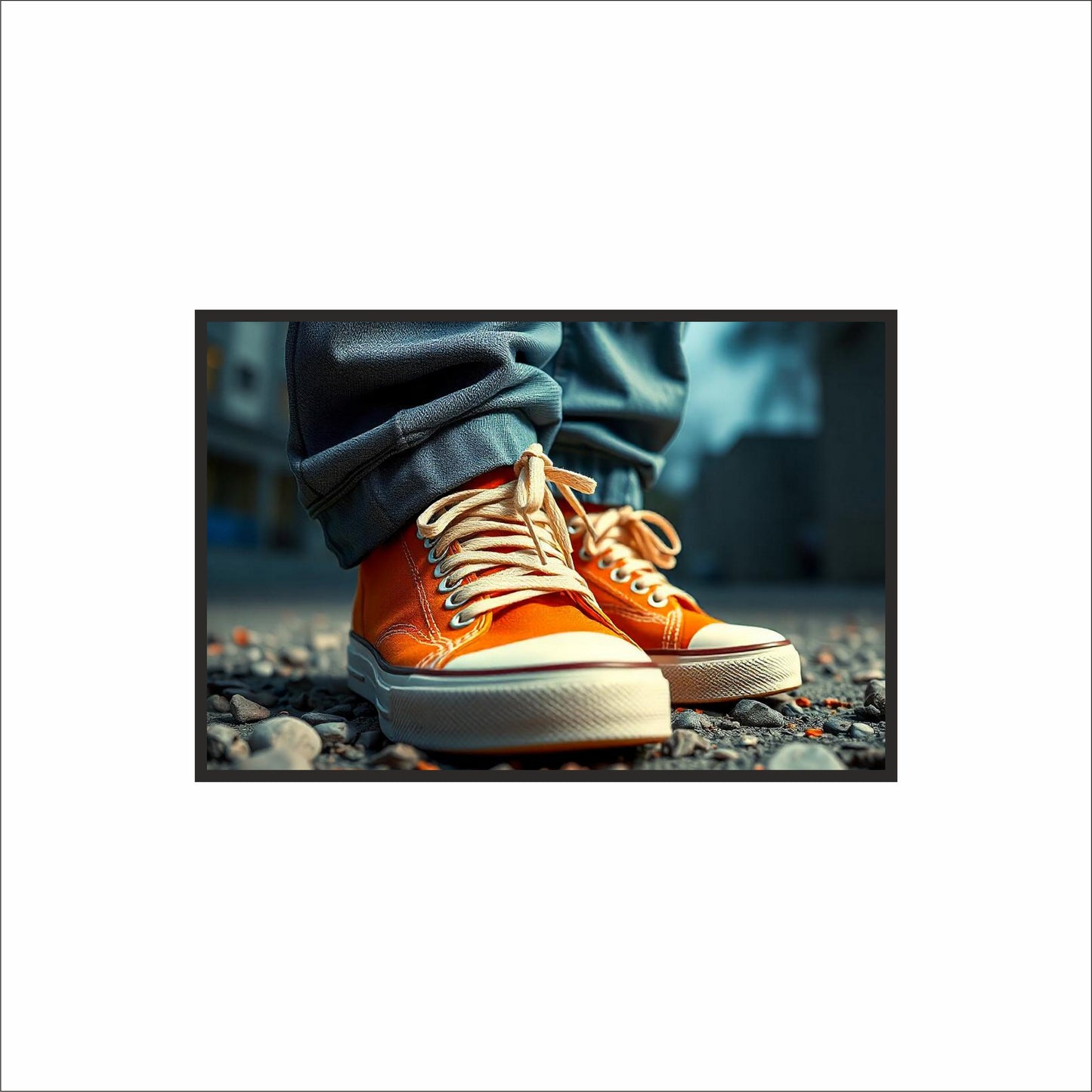 “Street Ember – Orange Sneaker Wall Art Photo Frame”