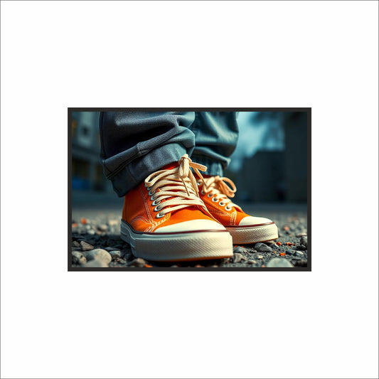 “Street Ember – Orange Sneaker Wall Art Photo Frame”