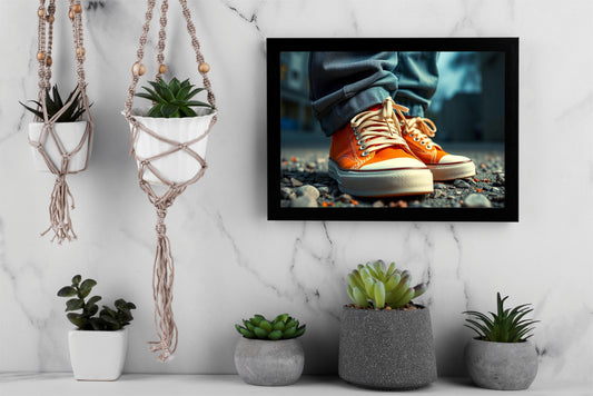 “Street Ember – Orange Sneaker Wall Art Photo Frame”