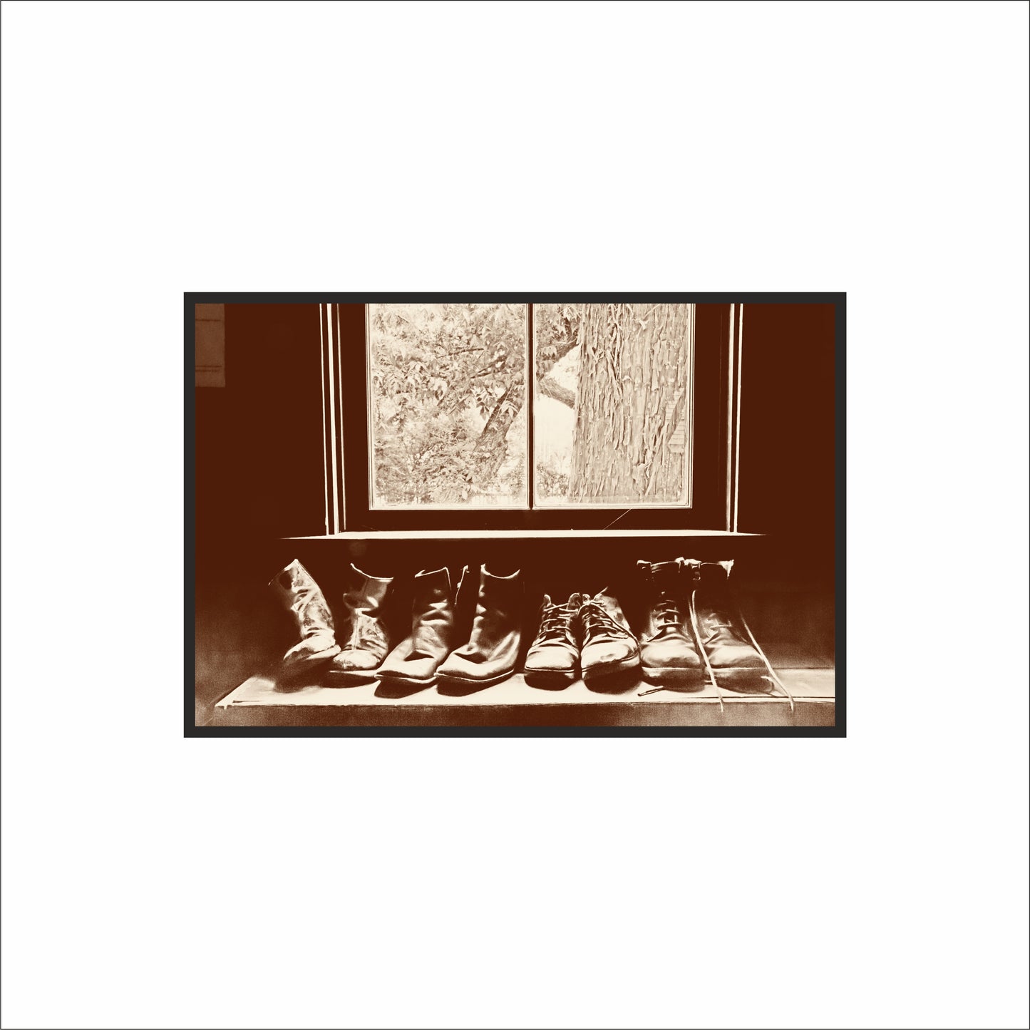 “Window Soles – Sepia Vintage Shoe Art Frame” 🤎👢🪟
