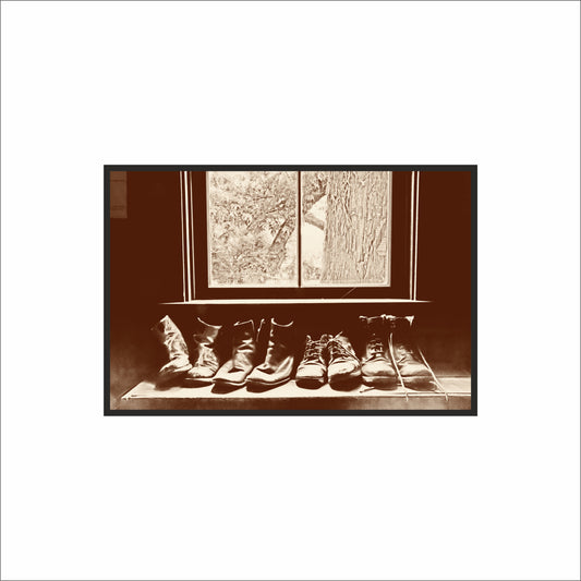 “Window Soles – Sepia Vintage Shoe Art Frame” 🤎👢🪟