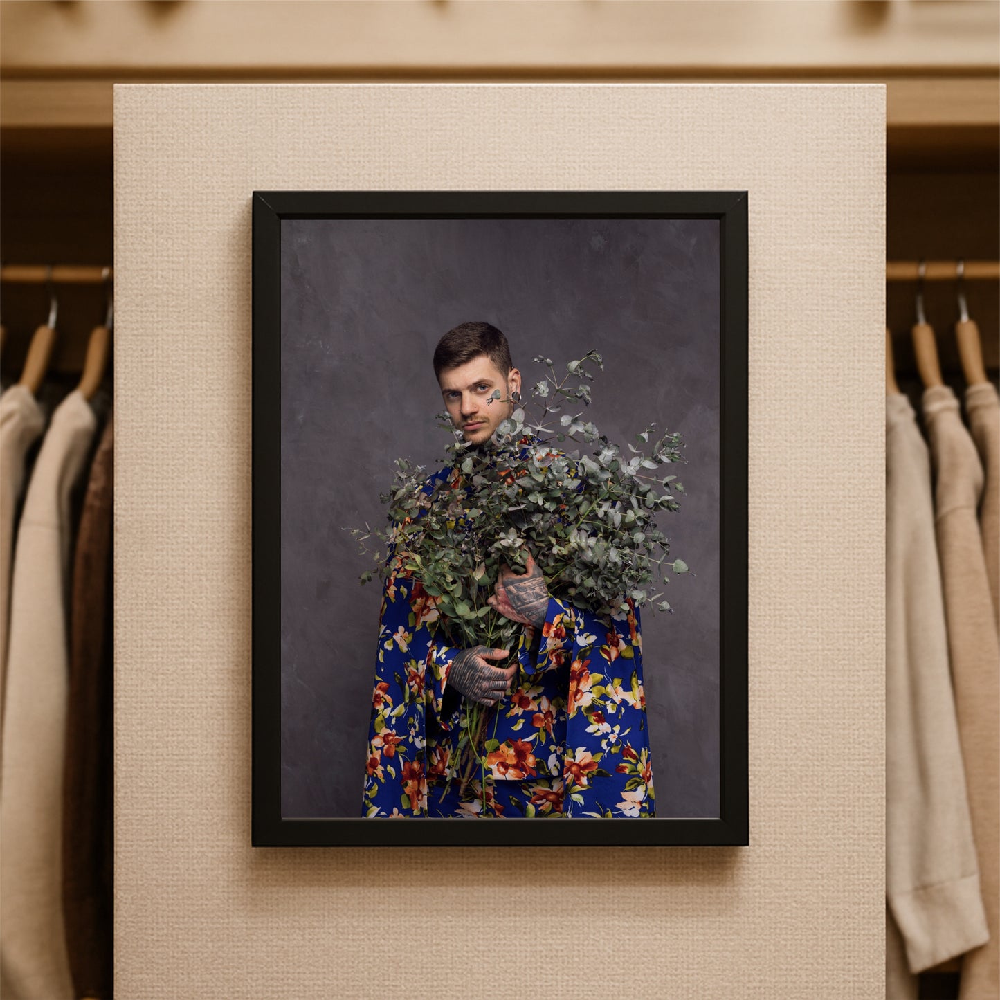 “Bloom Keeper – Floral Cloak Portrait Art Frame” 🌿🎨✨