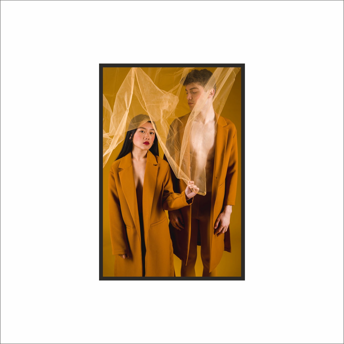 “Golden Veil – Modern Conceptual Portrait Art Frame” ✨🟡🎭