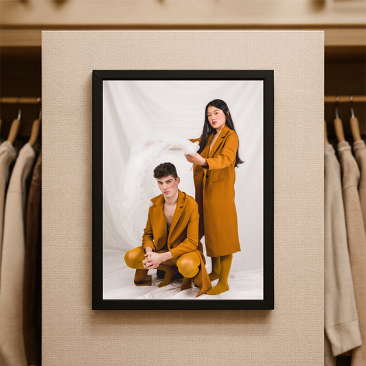 “Dual Harmony – Modern Concept Portrait Art Frame” ✨🟡🎭