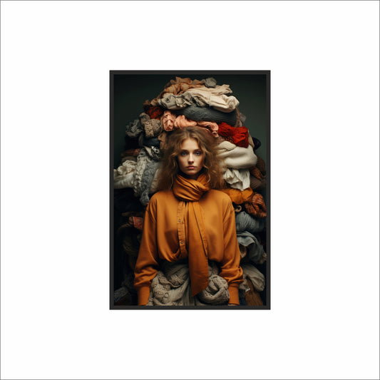 “Threaded Silence – Fashion Still-Life Portrait Art Frame” 🧵🧡✨