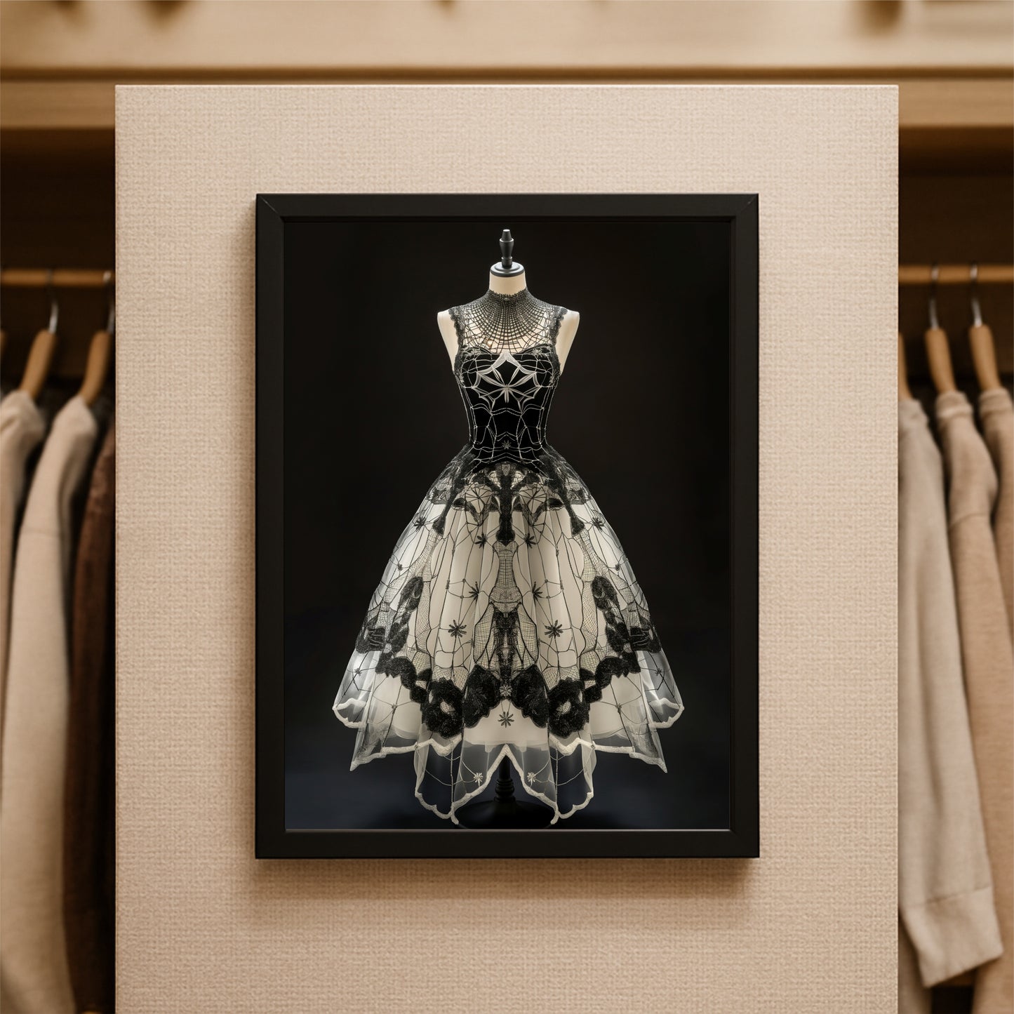 “Shadow Lace – Gothic Elegance Dress Art Frame” 🕸️🖤✨