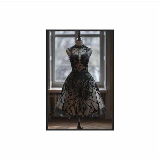 “Midnight Lace – Couture Silhouette Art Frame” 🖤✨👗