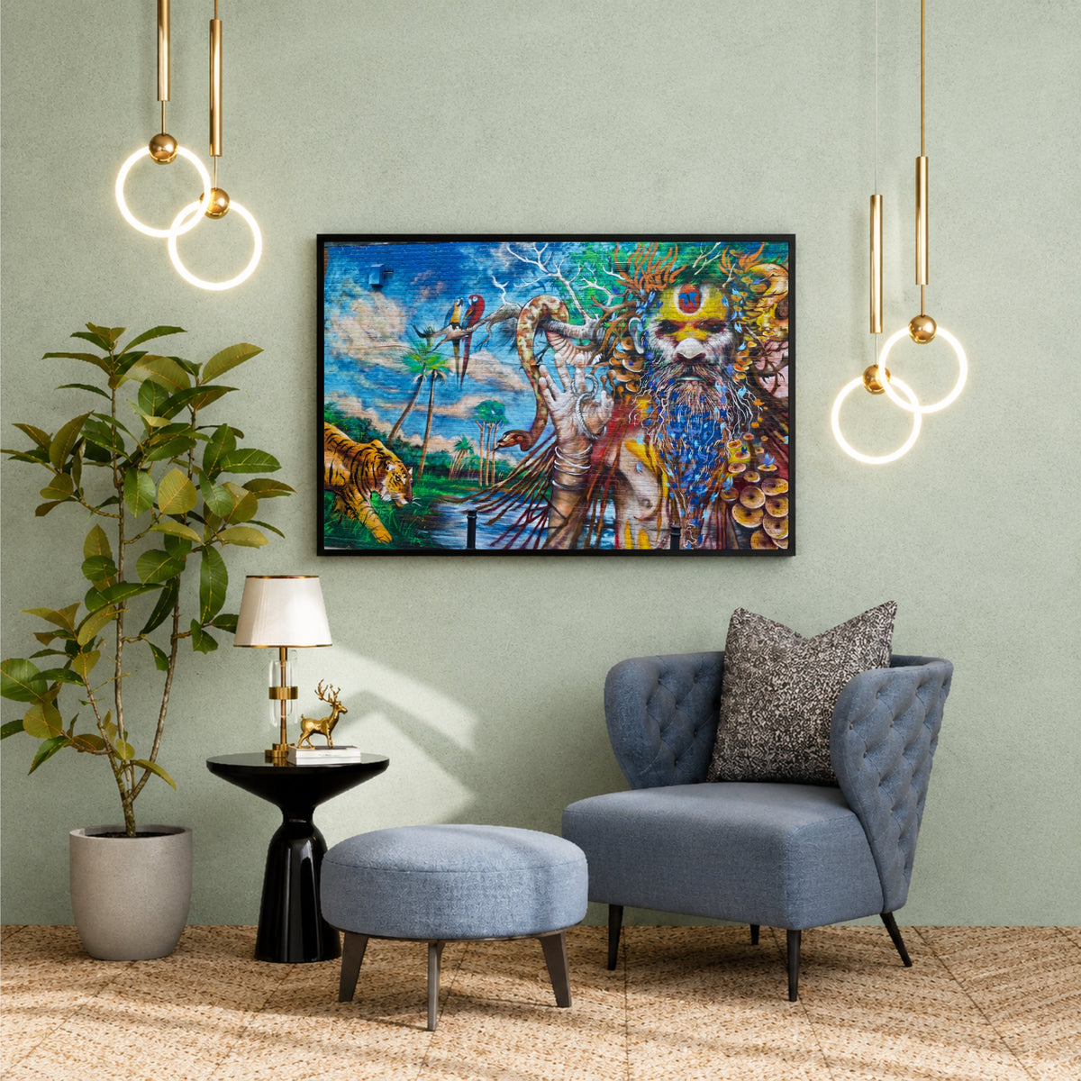 Wildlife Graffiti Wall Art | Colorful Jungle Street Art