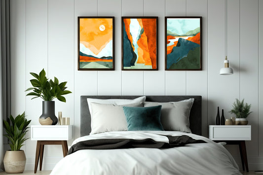 Abstract Canyon Landscape Wall Frame Set – Modern Nature-Inspired Home Décor 🌄✨