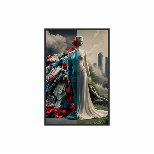 “Dual Realms – Fashion Metamorphosis Art Frame” 🌪️✨👗