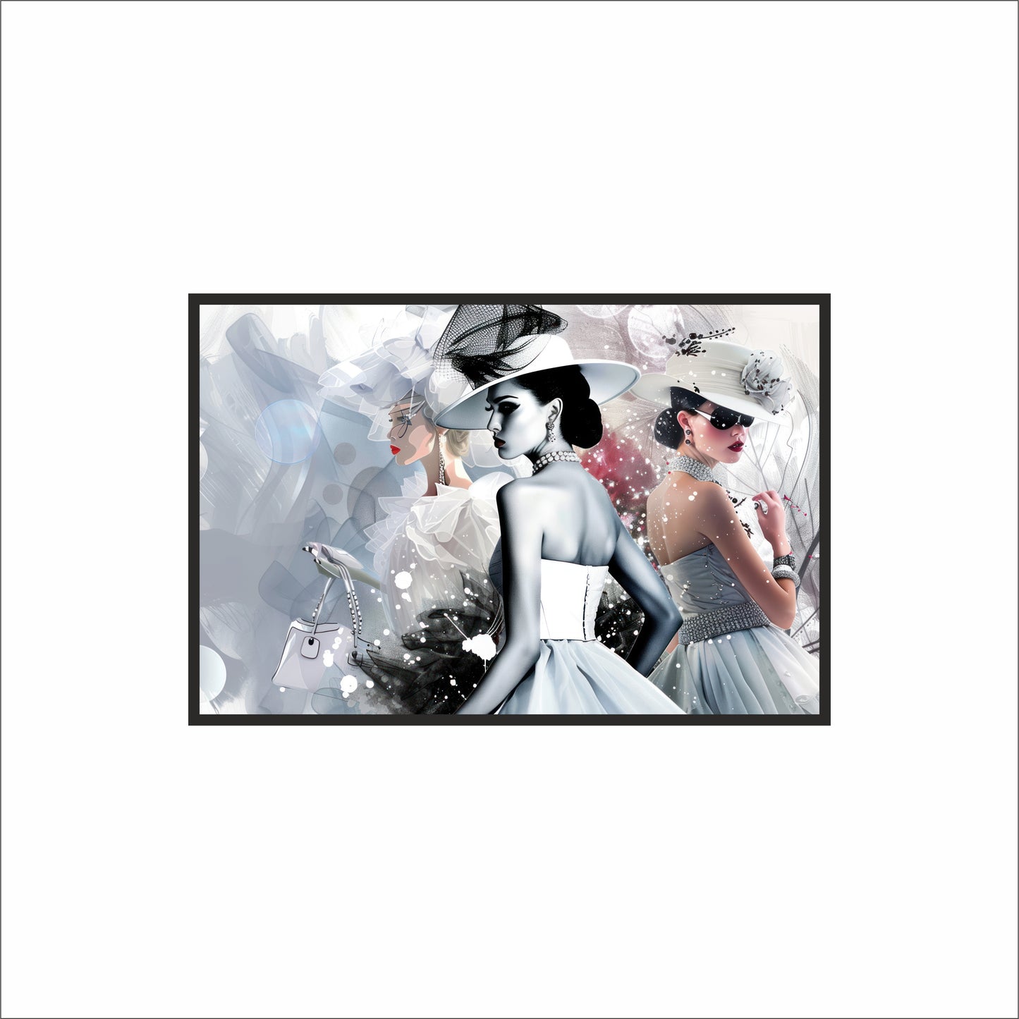 “White Elegance – Vintage Couture Fashion Art Frame” 👗✨🌸