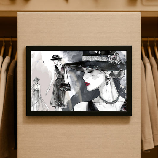 “Midnight Muse – Classic Couture Fashion Art Frame” 🖤✨