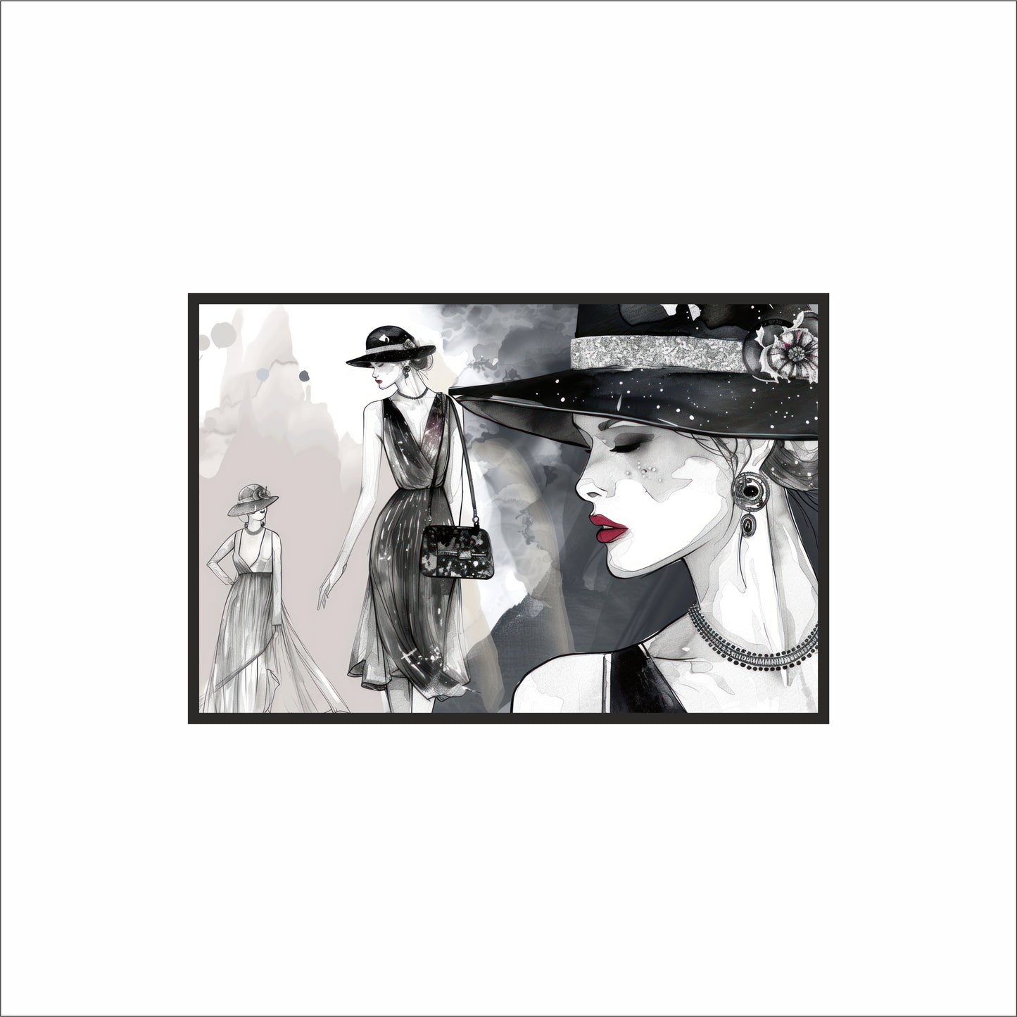 “Midnight Muse – Classic Couture Fashion Art Frame” 🖤✨