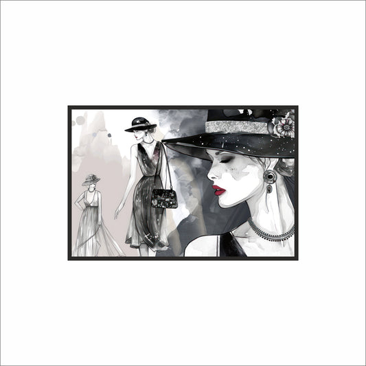 “Midnight Muse – Classic Couture Fashion Art Frame” 🖤✨