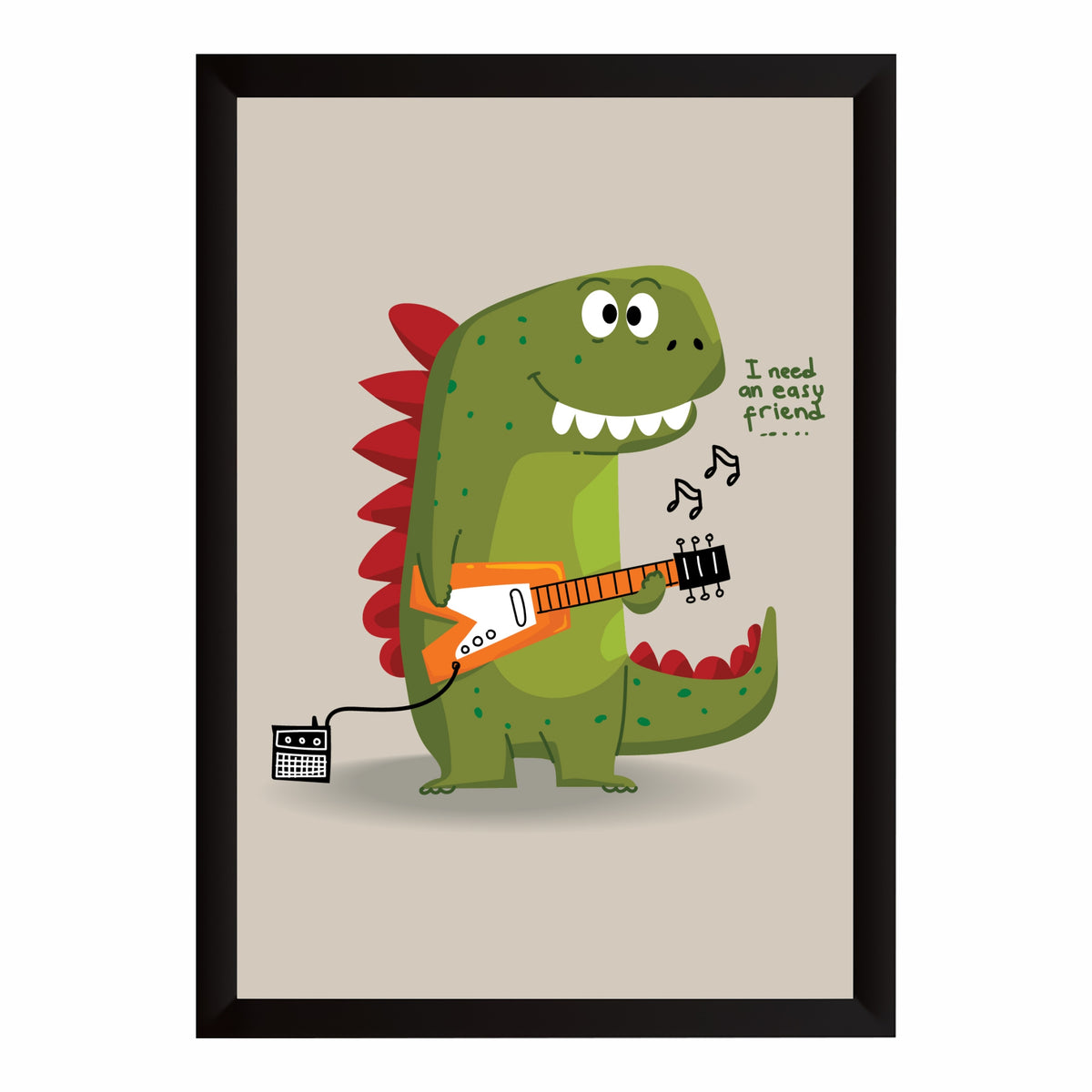 Cute Dinosaur Wall Art | Dinosaur Playing Guitar Kids Poster | Fun Dino Nursery Decor | Kids Room Wall
