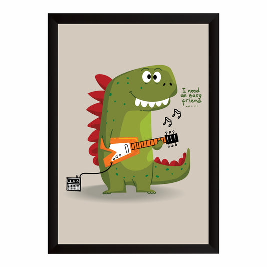 Cute Dinosaur Wall Art | Dinosaur Playing Guitar Kids Poster | Fun Dino Nursery Decor | Kids Room Wall