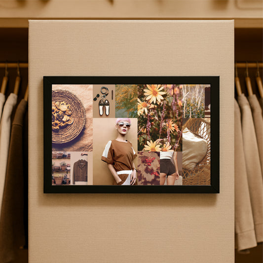 “Earthy Muse – Warm Aesthetic Fashion Moodboard Art Frame” 🌼👜