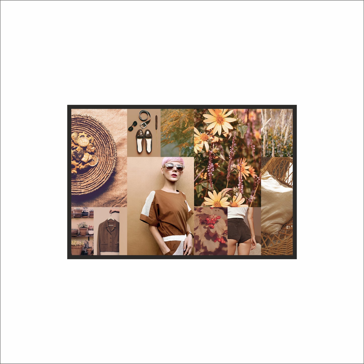 “Earthy Muse – Warm Aesthetic Fashion Moodboard Art Frame” 🌼👜