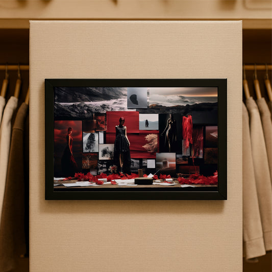 “Crimson Couture – Dark Aesthetic Fashion Moodboard Art Frame” 🔥🖤