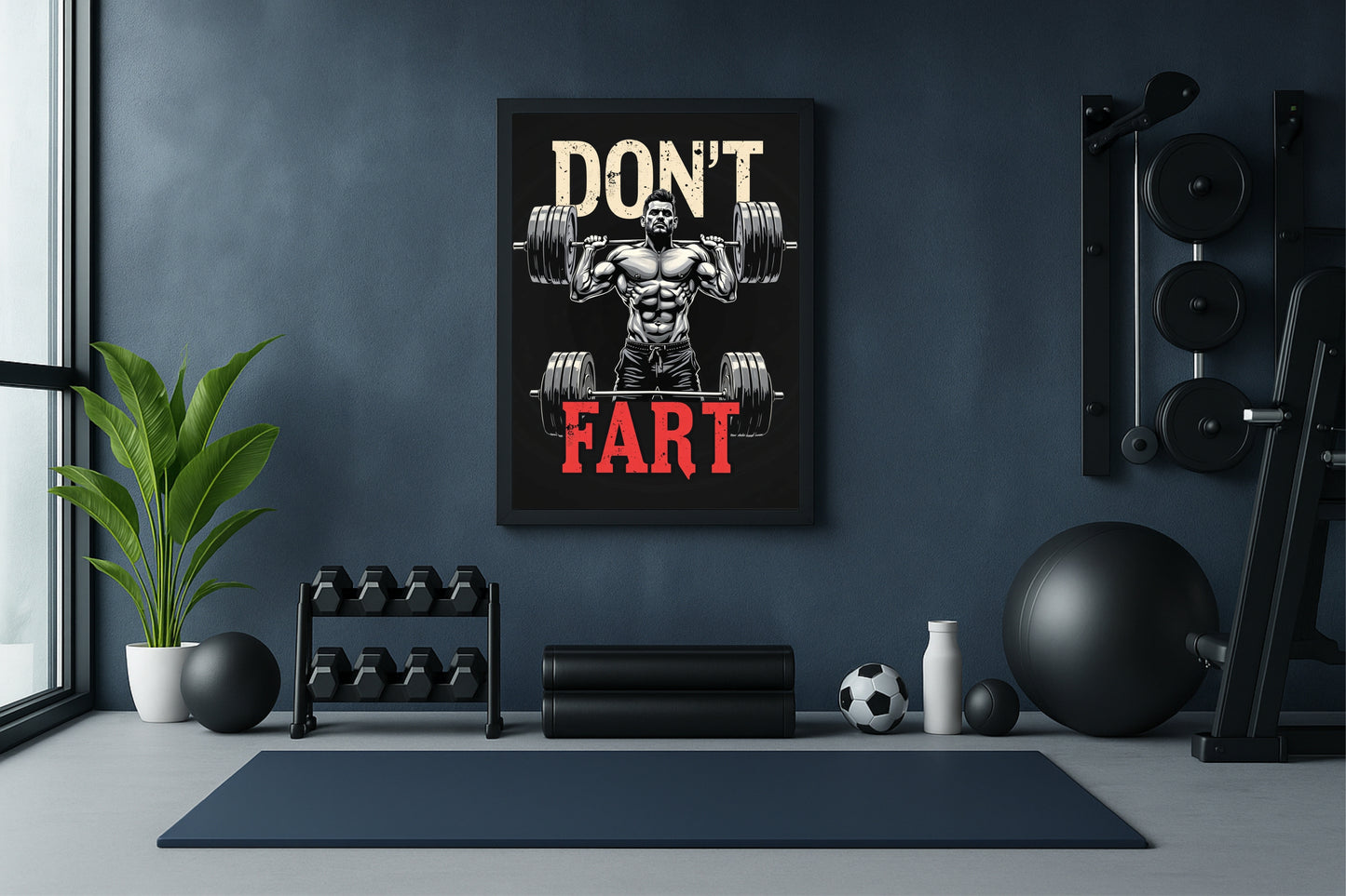 “Don’t Fart – Gym Humor Motivation Art Frame” 😈🏋️‍♂️