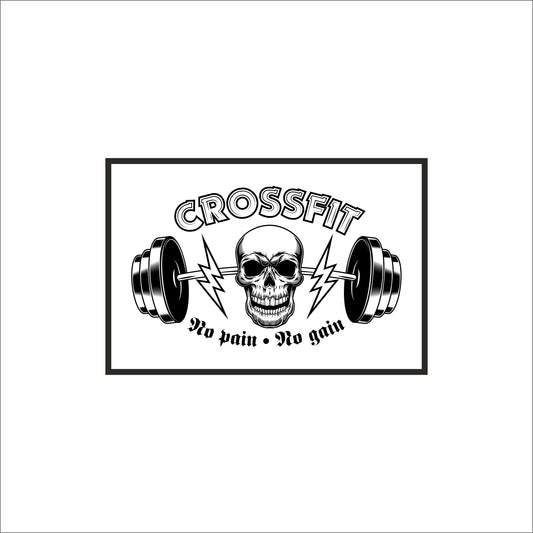 “Crossfit Skull – No Pain No Gain Gym Art Frame” ☠️🏋️‍♂️