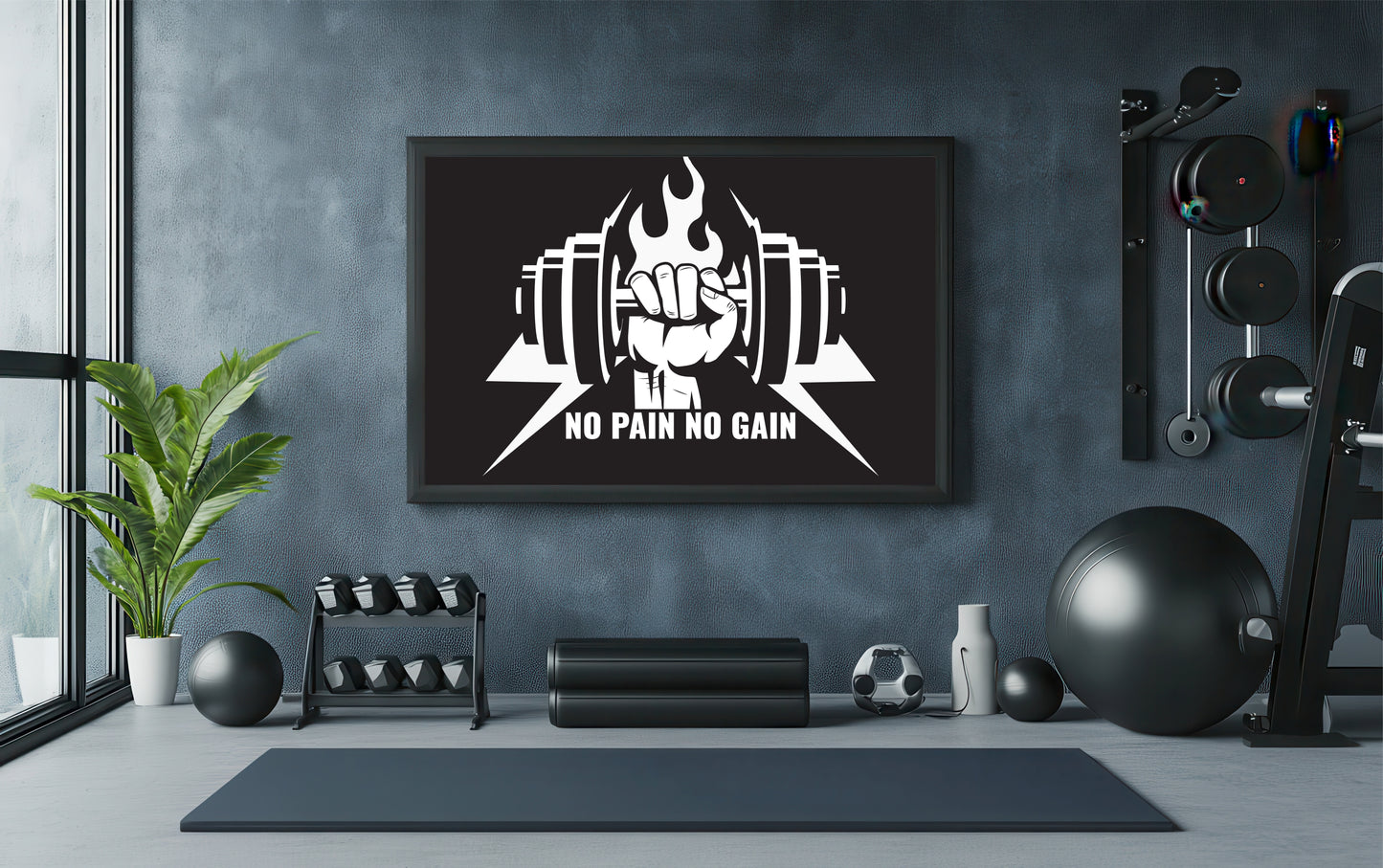 “No Pain No Gain – Power Fist Gym Art Frame” 🔥🏋️‍♂️