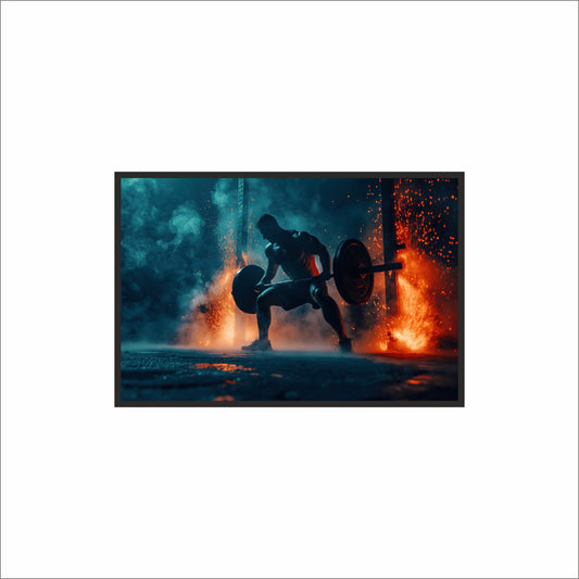 Ignite the Lift – Fire & Power Gym Art Frame 🔥🏋️‍♂️