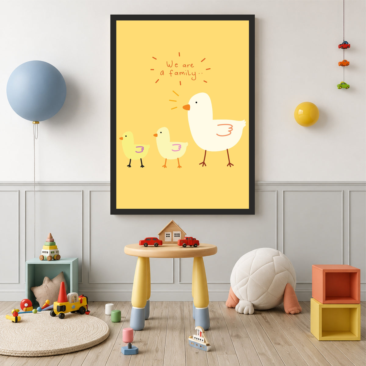 Cute Family Duck Wall Art | Mother Duck & Ducklings Poster | Kids Nursery Wall Decor | Family Animal Art