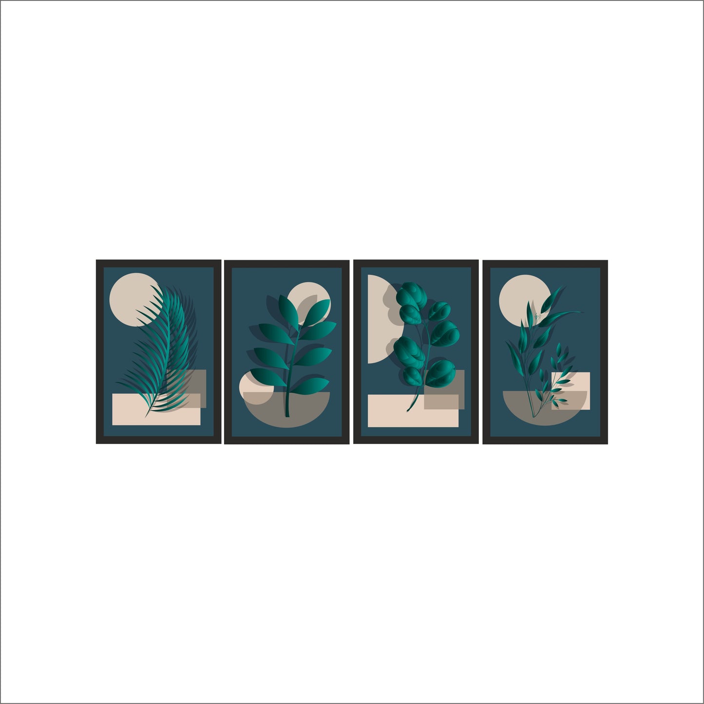 Midnight Botanical Elegance Wall Frame Set – Deep Nature Aesthetics 🌙🌿