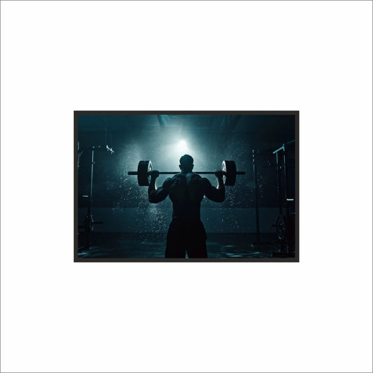 Under the Bar – Power in Silence Gym Art Frame 🏋️‍♂️🌑