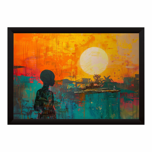 Abstract Sunset Cityscape Wall Art | Modern Urban Silhouette Artwork