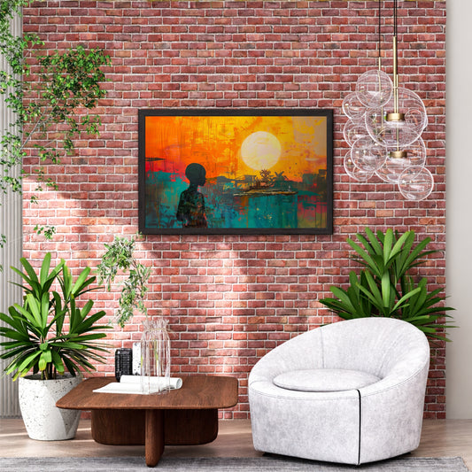 Abstract Sunset Cityscape Wall Art | Modern Urban Silhouette Artwork