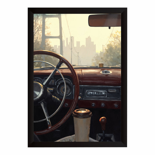 Vintage Car Interior Wall Art | Retro Drive Canvas | Classic Automotive Decor