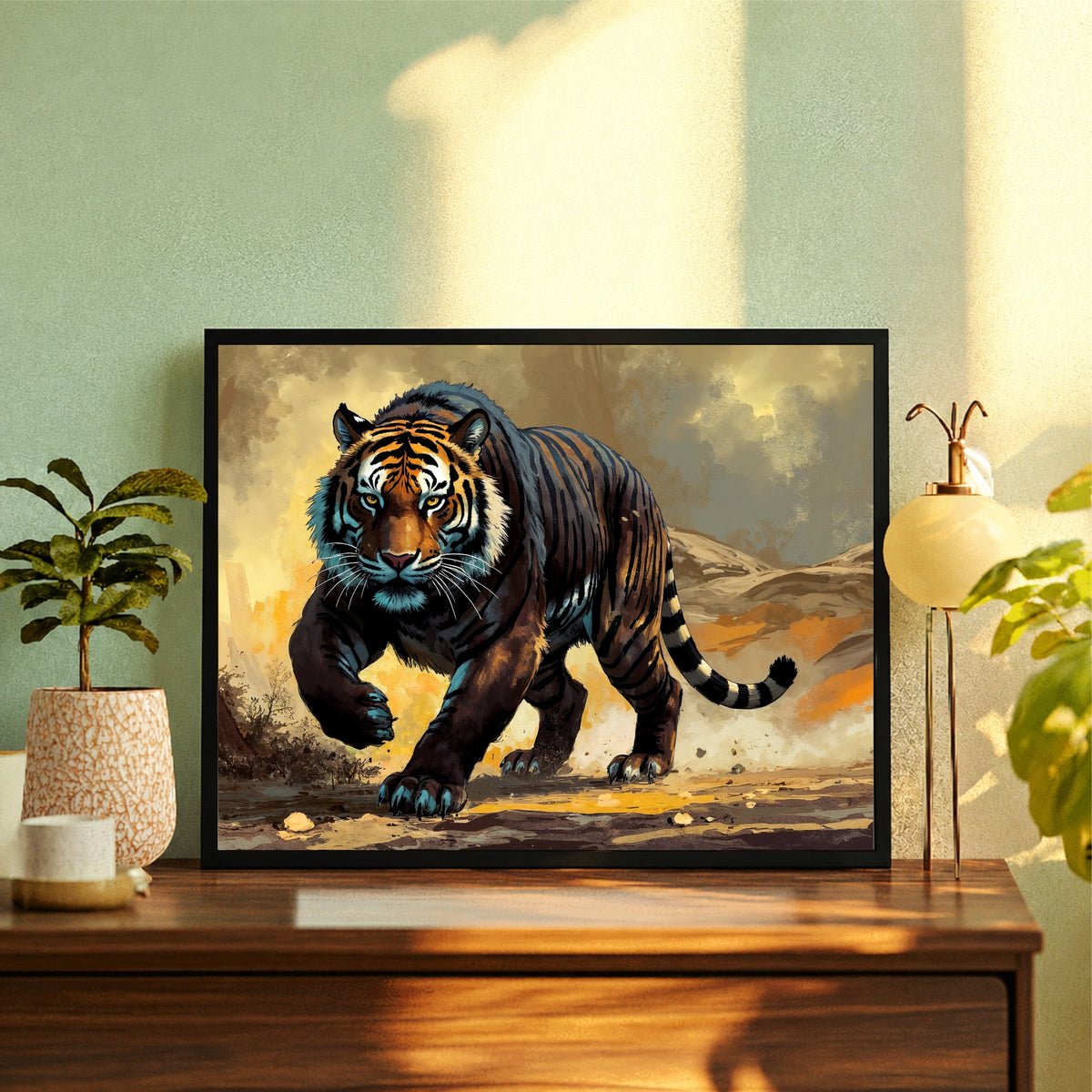 Tiger Wall Art | Framed Royal Bengal Tiger Artwork | Wild Animal & Wildlife Décor