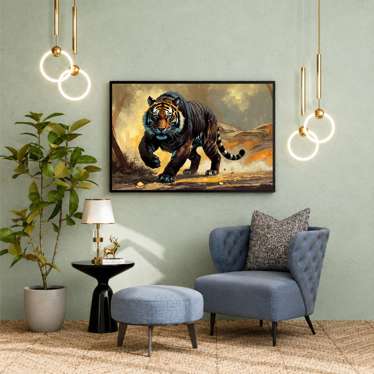 Tiger Wall Art | Framed Royal Bengal Tiger Artwork | Wild Animal & Wildlife Décor
