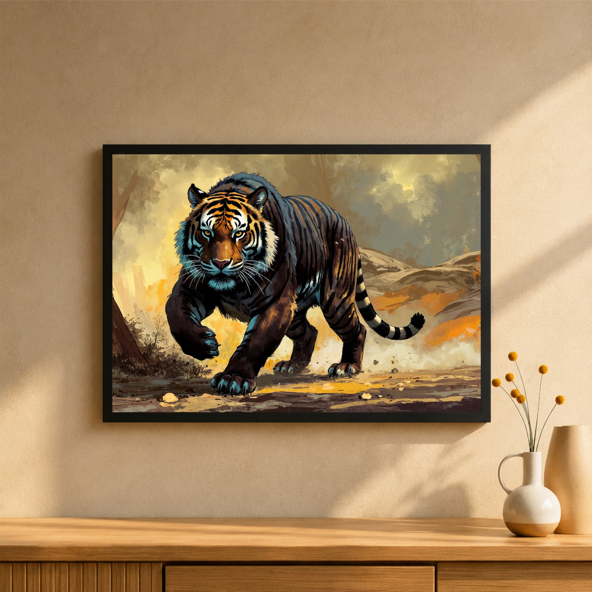 Tiger Wall Art | Framed Royal Bengal Tiger Artwork | Wild Animal & Wildlife Décor