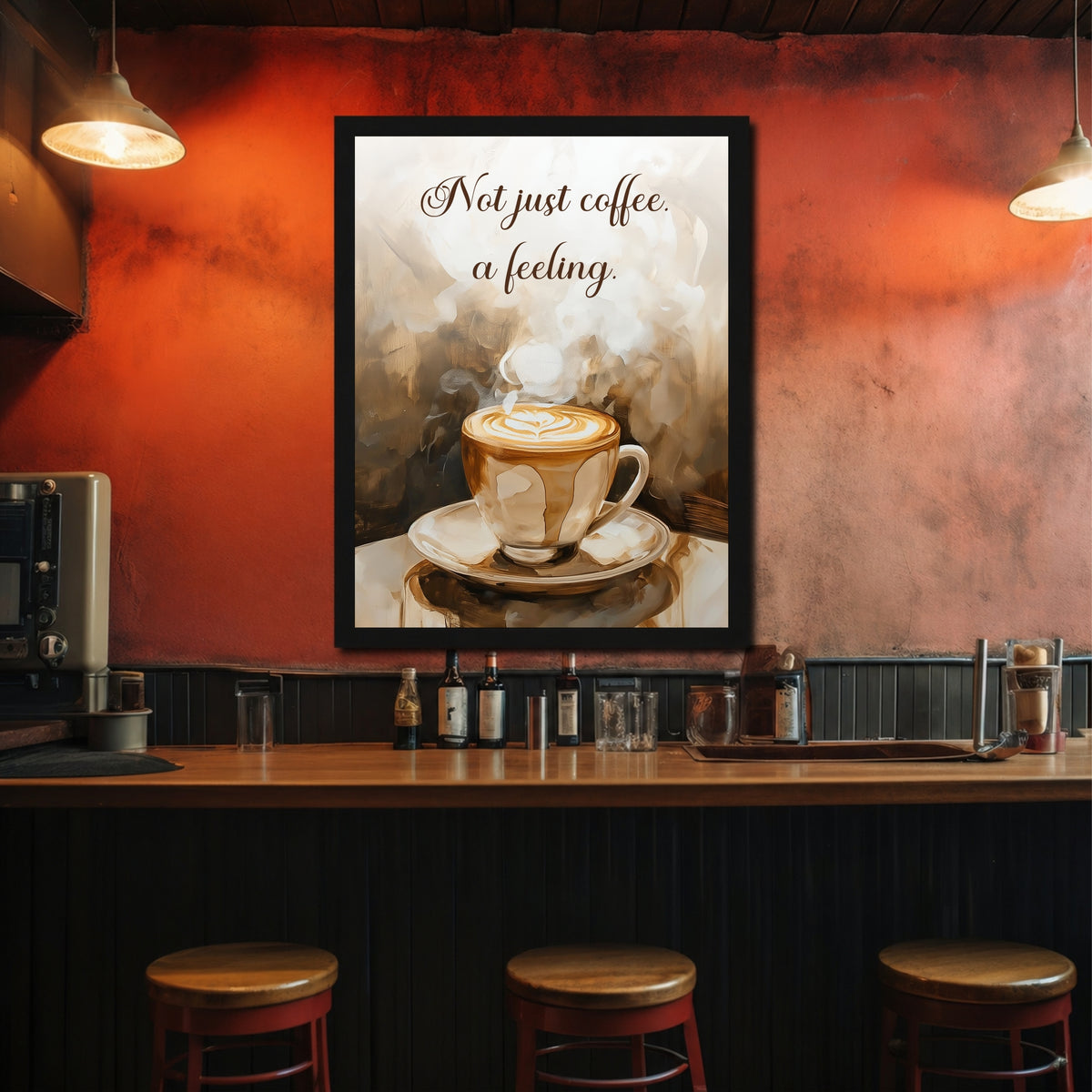 Coffee Feeling Wall Art | Minimalist Coffee Canvas Print | Modern Kitchen Café Decor