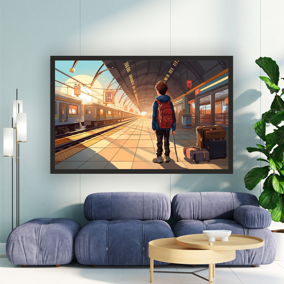 Train Station Travel Wall Art | Adventure Journey Canvas Print | Cartoon Travel Illustration Poster