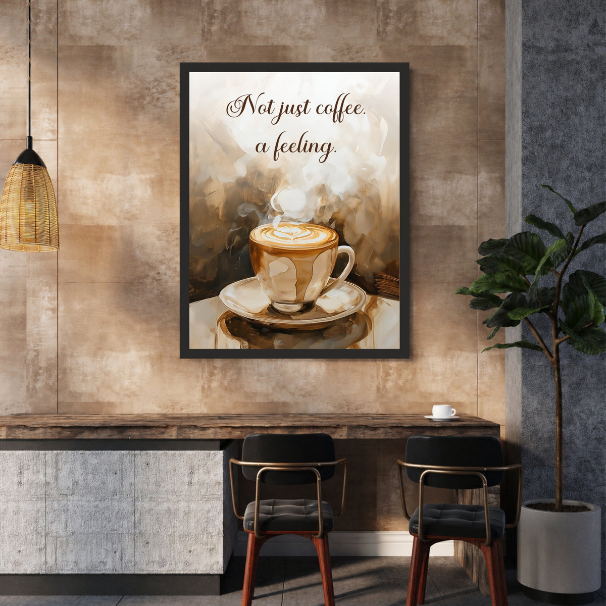 Coffee Feeling Wall Art | Minimalist Coffee Canvas Print | Modern Kitchen Café Decor