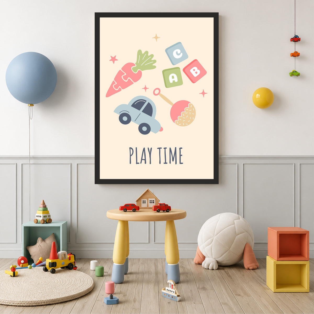Play Time Kids Wall Art | Cute Toys & Learning Nursery Print