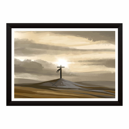 Good Friday Cross Wall Art | Christian Cross on Calvary Canvas Print | Sunrise Faith Artwork | Easter Religious Wall Decor