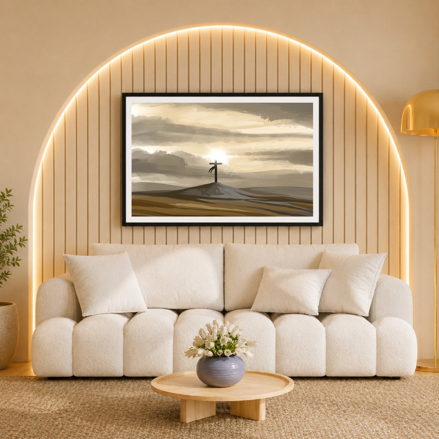 Good Friday Cross Wall Art | Christian Cross on Calvary Canvas Print | Sunrise Faith Artwork | Easter Religious Wall Decor