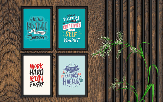 Motivational Quote Wall Frame Set – Set of 4 🔥