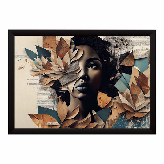 Abstract Woman Portrait Wall Art | Contemporary Collage Face Artwork