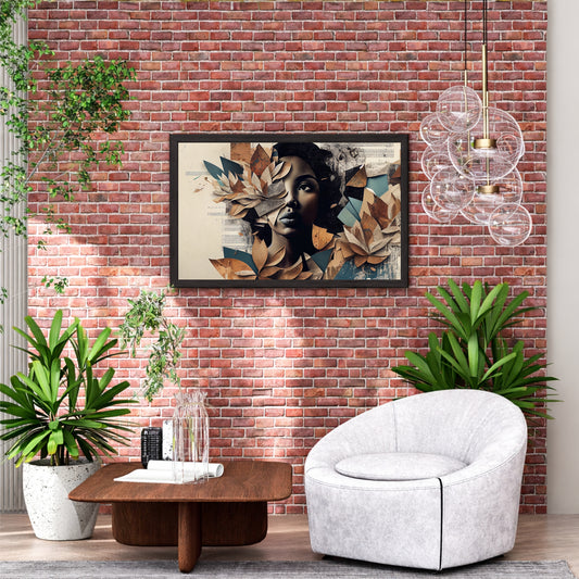 Abstract Woman Portrait Wall Art | Contemporary Collage Face Artwork
