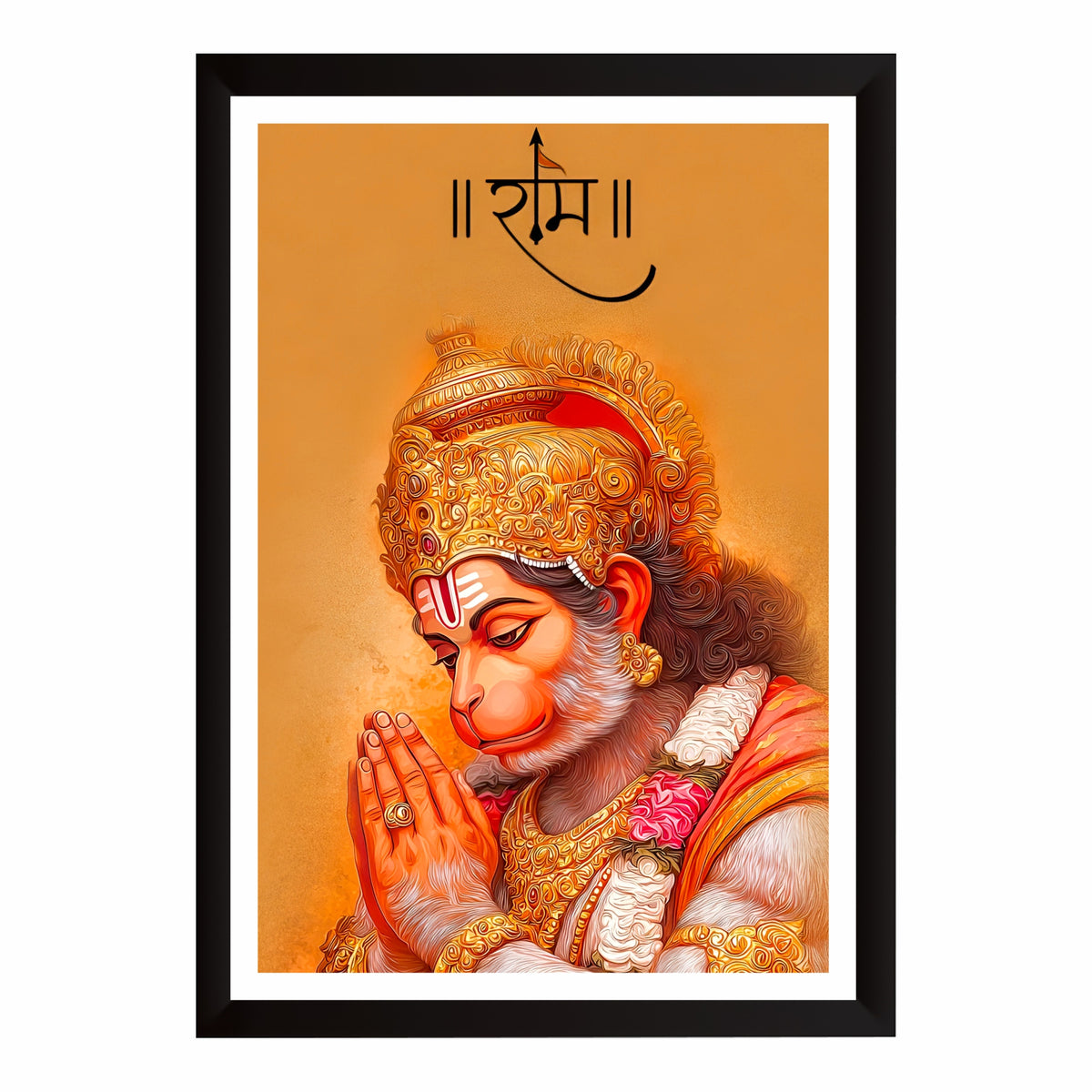 Lord Hanuman Ram Bhakt Wall Art | Jai Shri Ram Devotional Painting | Hindu Religious Wall Decor | Premium HD Framed Artwork