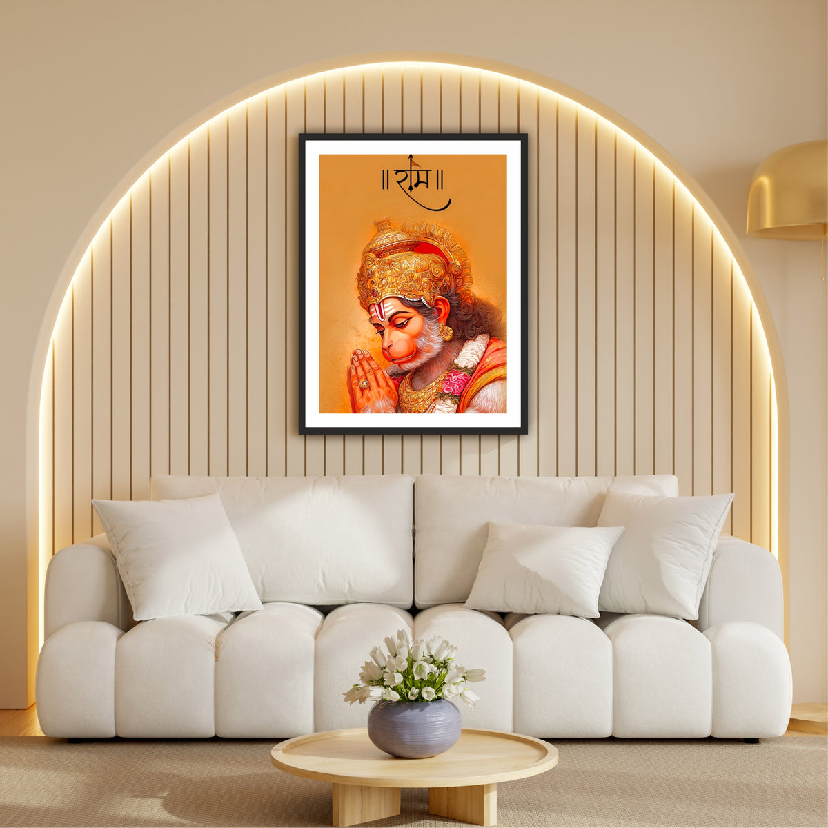 Lord Hanuman Ram Bhakt Wall Art | Jai Shri Ram Devotional Painting | Hindu Religious Wall Decor | Premium HD Framed Artwork